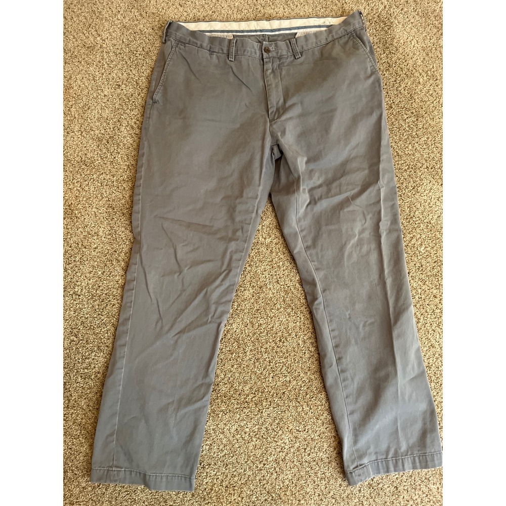 Polo Ralph Lauren Men Classic Fit Twill Chino Pants 38x32 Gray Flat Front Preppy